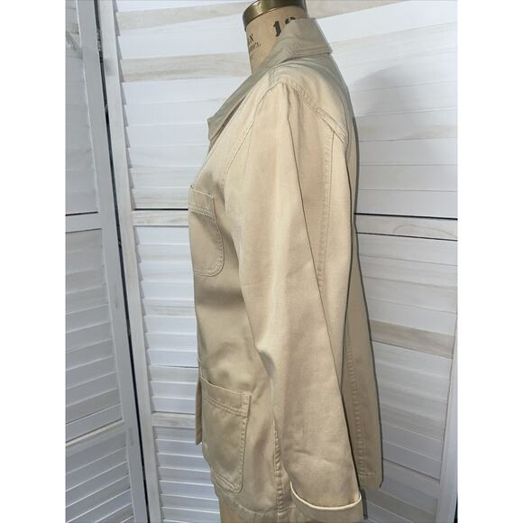 Vintage AT Denim Khaki Jean Jacket Lined Women Size Large - Picture 4 of 7